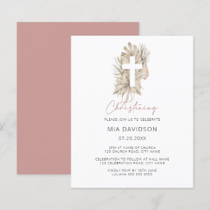 Lámina Invitación a la cristiandad floral rosa de la palm