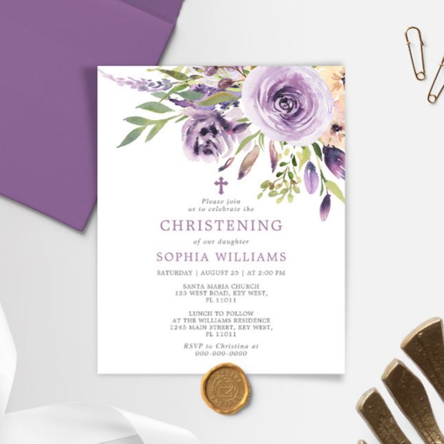 Lámina Invitación a la cristiandad floral Rosa púrpura de (Subido por el creador)