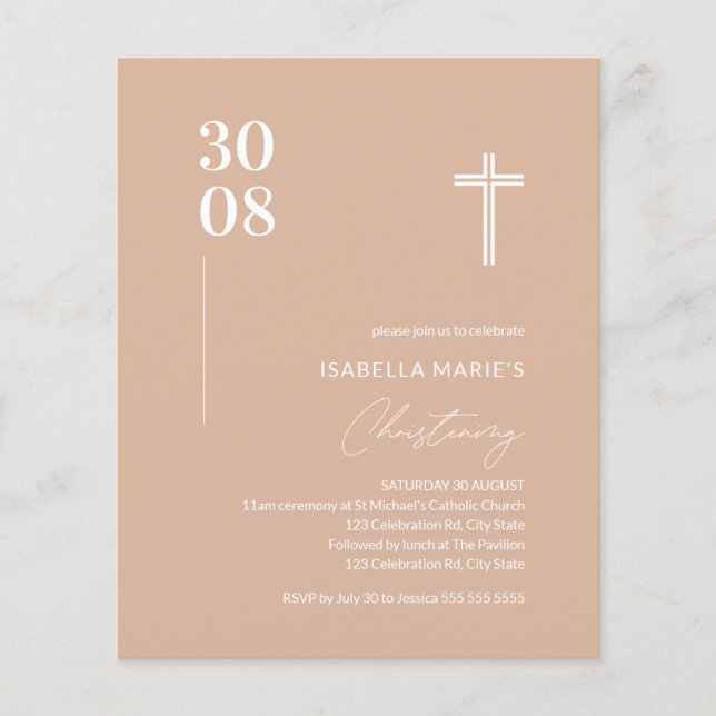 Lámina Invitación a la cristiandad Minimalista rosada de  (Anverso)