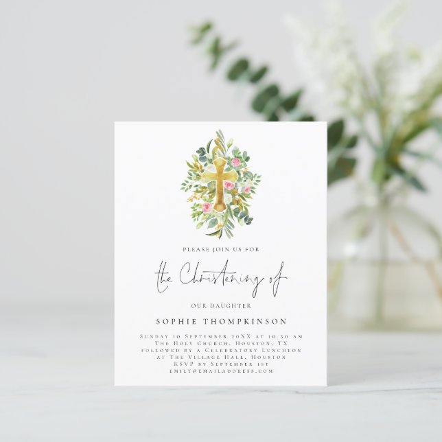 Lámina Invitación a la Cruz de Navidad de Eucalyptus Flor (Anverso de pie)