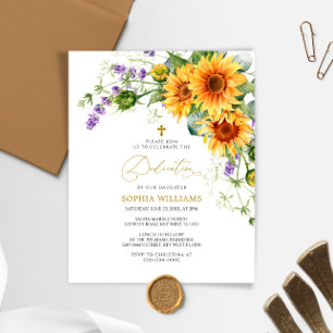 Lámina Invitación a la dedicación de girasoles y lavanda