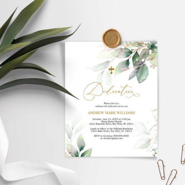 Lámina Invitación a la dedicción de oro y eucalipto de pr (Subido por el creador)