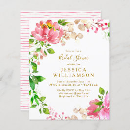 Lámina Invitación a la ducha con flores de color de agua 