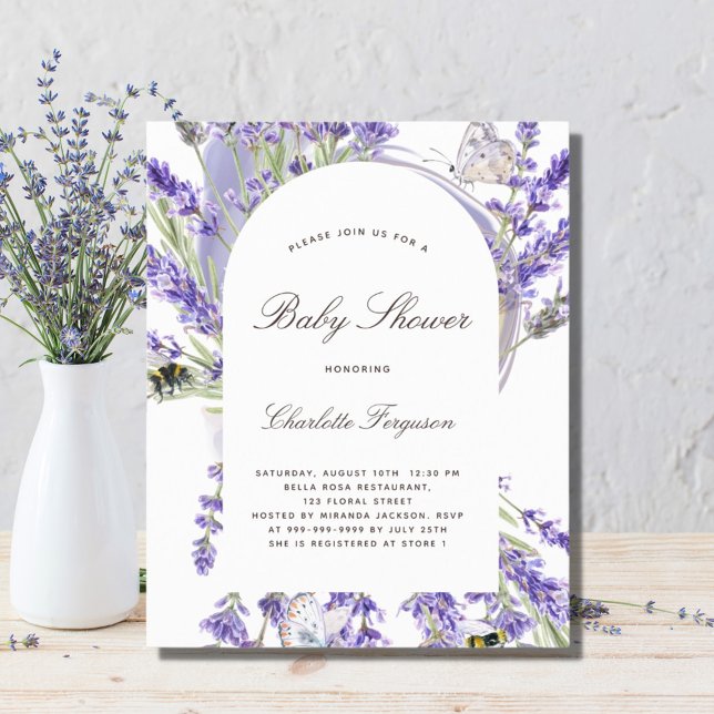 Lámina Invitación a la ducha con flores de lavanda (Subido por el creador)