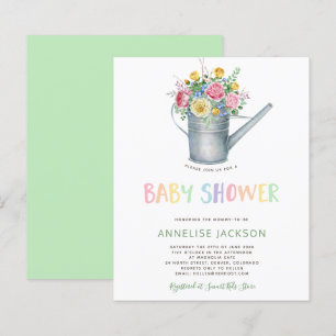 Lámina Invitación a la ducha de bebé con presupuesto flor