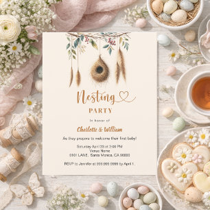 Lámina Invitación a la ducha de bebé del nido de pájaro f
