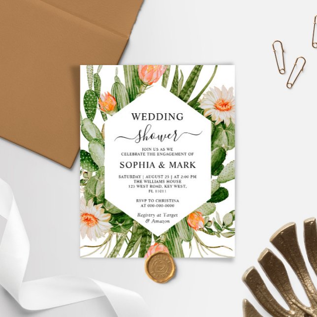Lámina Invitación a la ducha de boda de flores de cactus  (Subido por el creador)