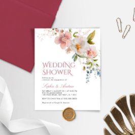 Lámina Invitación a la ducha de boda rústica para flores 