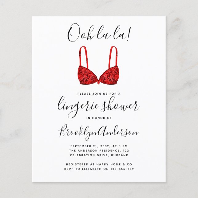 Lámina Invitación a la ducha de BUDGET Ooh La Lingerie (Anverso)