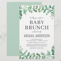 Invitación a la ducha de eucalipto Baby Brunch