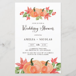 Lámina Invitación a la ducha de la calabaza acuarela