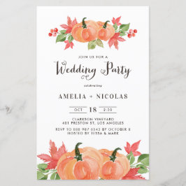 Lámina Invitación a la ducha de la calabaza acuarela