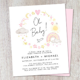 Lámina Invitación a la ducha de la niña arcoiris presupue