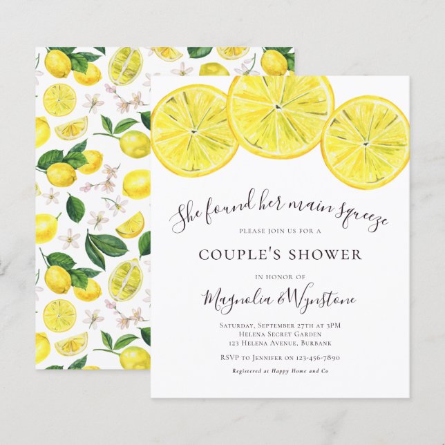 Lámina Invitación a la ducha de la pareja de Lemones Pres (Anverso / Reverso)