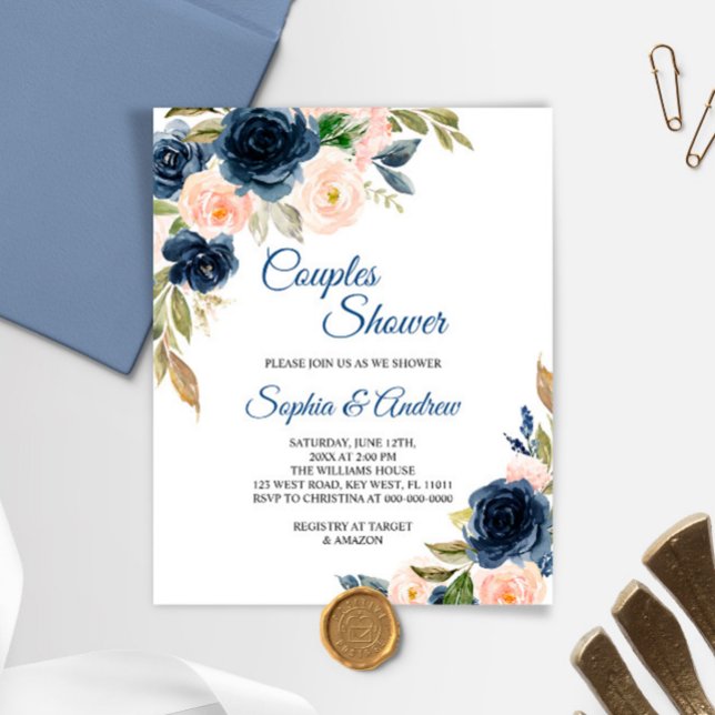 Lámina Invitación a la ducha de las parejas azul y Rubor  (Subido por el creador)