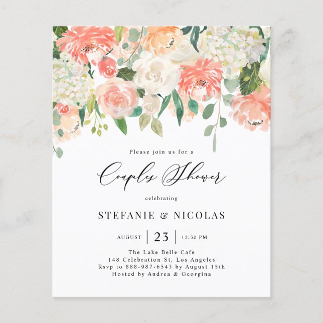 Lámina Invitación a la ducha de las parejas de flores de  (Anverso)