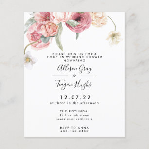 Lámina Invitación a la ducha de las parejas florales An