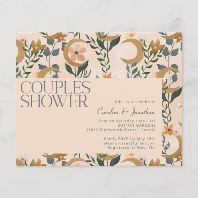 Lámina Invitación a la ducha de las parejas florales de R (Anverso)