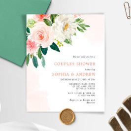 Lámina Invitación a la ducha de las parejas rosa rosadas 