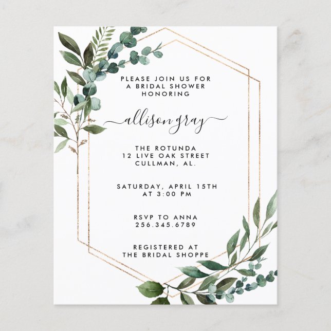 Lámina Invitación a la ducha de novia (Anverso)