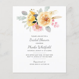 Lámina Invitación a la ducha de novia acuarela floral