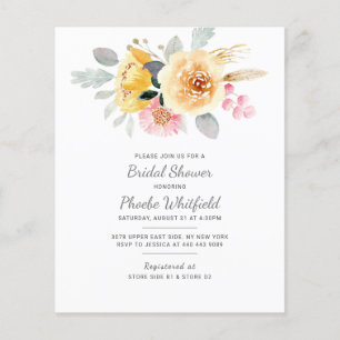 Lámina Invitación a la ducha de novia acuarela floral