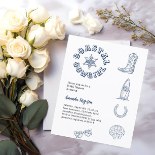 Lámina Invitación a la ducha de novia azul Coastgirl