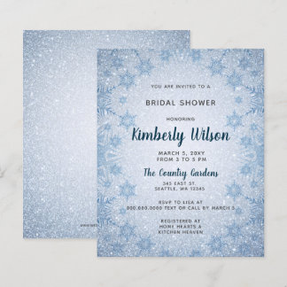 Lámina Invitación a la ducha de novia Blue Snowflakes