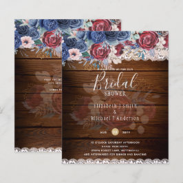 Lámina Invitación a la ducha de novia budge Burgundy Blue