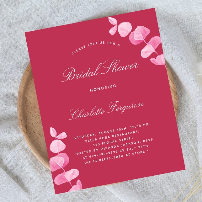 Lámina Invitación a la ducha de novia con eucalipto rosa  (Subido por el creador)