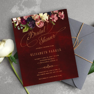 Lámina Invitación a la ducha de novia con flores de borgo
