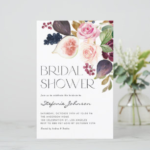 Lámina Invitación a la ducha de novia con flores e higos 