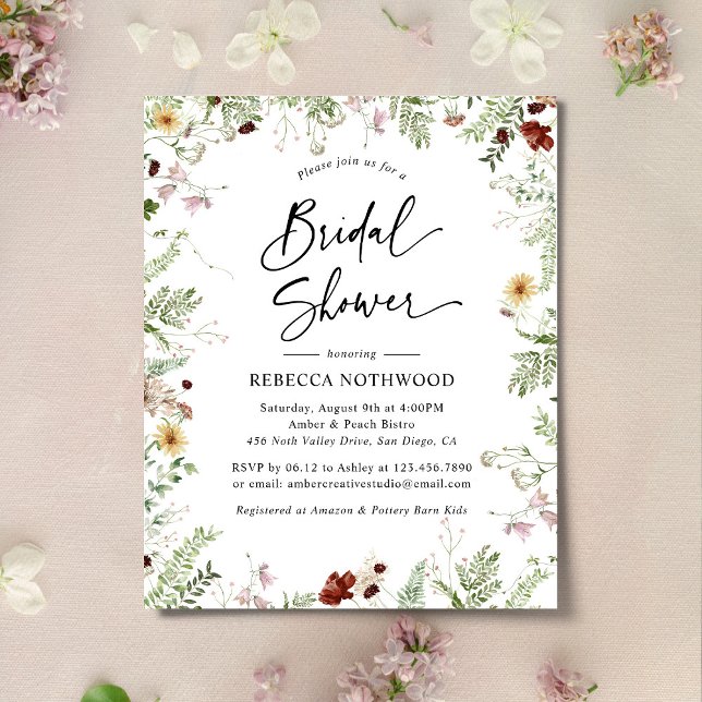 Lámina Invitación a la ducha de novia con flores silvestr (Subido por el creador)