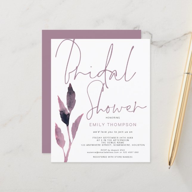 Lámina Invitación a la ducha de novia con guión de follaj (Anverso/Reverso In Situ)
