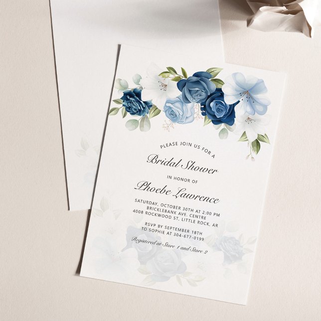 Lámina Invitación a la ducha de novia con guión de vegeta (Floral Bridal Shower Script Typography Party Invitation)