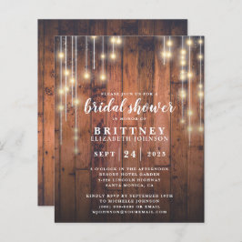Lámina Invitación a la ducha de novia con luz de madera r