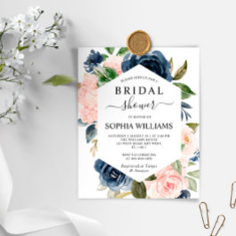Lámina Invitación a la ducha de novia con marco rosado y 