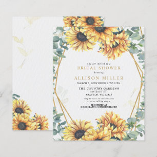 Lámina Invitación a la ducha de novia con oro de girasol