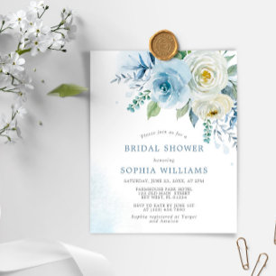 Lámina Invitación a la ducha de novia con Rosa azul turqu
