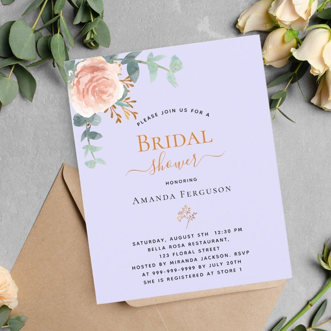 Lámina Invitación a la ducha de novia con rosa de flores (Subido por el creador)
