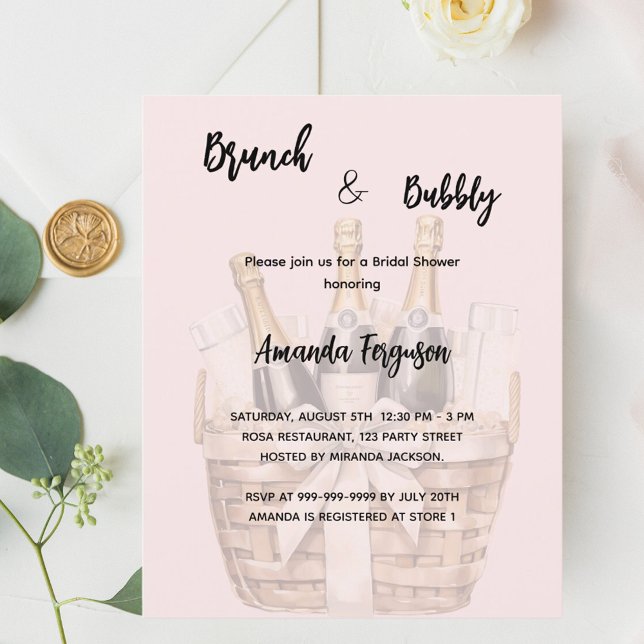 Lámina Invitación a la ducha de novia de brunch y rosa bu (Subido por el creador)