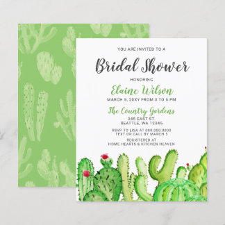 Lámina Invitación a la ducha de novia de Cactus Rústico P