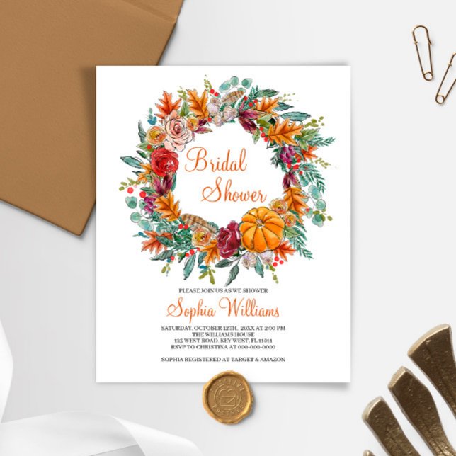 Lámina Invitación a la ducha de novia de calabaza de otoñ (Subido por el creador)