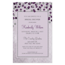 Invitación a la ducha de novia de Confetti púrpura