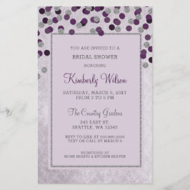 Lámina Invitación a la ducha de novia de Confetti púrpura