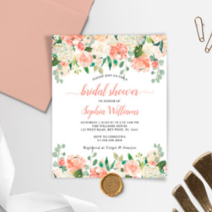 Lámina Invitación a la ducha de novia de coral y rosa bla