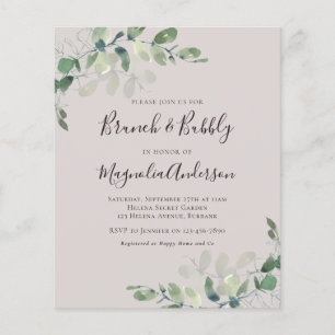 Lámina Invitación a la ducha de novia de eucalipto de pre