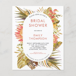 Lámina Invitación a la ducha de novia de follaje tropical