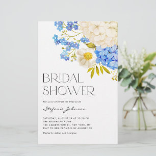 Lámina Invitación a la ducha de novia de Hydrangeas azule
