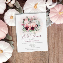 Invitación a la ducha de novia de la calabaza de o